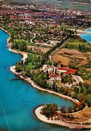 AK / Ansichtskarte  Radolfzell_Bodensee Fliegeraufnahme mit Halbinsel Mettnau und Kursanatorium