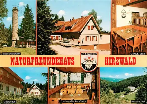 AK / Ansichtskarte 73938231 St_Georgen__Schwarzwald Naturfreundehaus Hirzwald Gaststube Gaestehaus Ludwig Becker Stube Nussbachtal Stoecklewaldturm