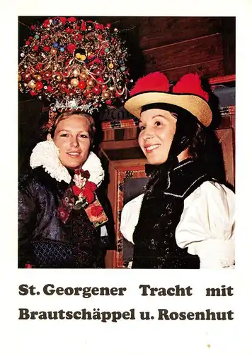 AK / Ansichtskarte 73938234 St_Georgen__Schwarzwald St Georgener Tracht mit Brautschaeppel und Rosenhut
