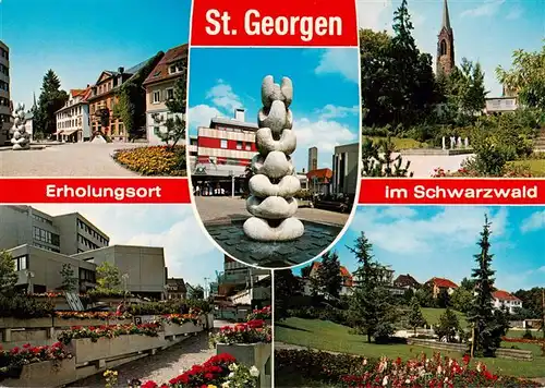 AK / Ansichtskarte  St_Georgen__Schwarzwald Ortspartie Brunnen Kirche Rathaus Park