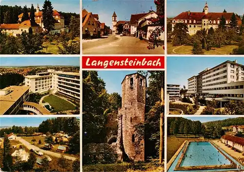 AK / Ansichtskarte 73938255 Langensteinbach_Karlsbad_Karlsruhe_BW Kloster Ortspartie Sanatorium Park Burgruine Schwimmbad