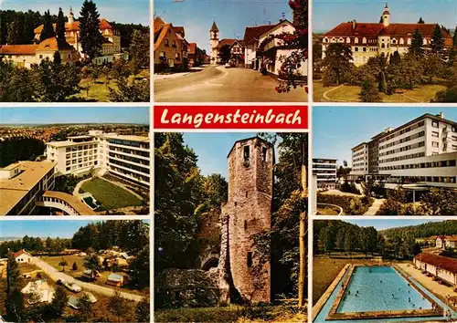 AK / Ansichtskarte  Langensteinbach_Karlsbad_Karlsruhe_BW Kloster Ortspartie Sanatorium Park Burgruine Schwimmbad