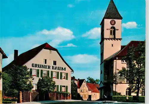 AK / Ansichtskarte  Langensteinbach_Karlsbad_Karlsruhe_BW Gasthaus Gruener Baum Kirche