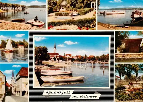 AK / Ansichtskarte 73938277 Radolfzell_Bodensee Hafen Kurpark Anleger Seepartie Kirche Kurkonzert Minigolf