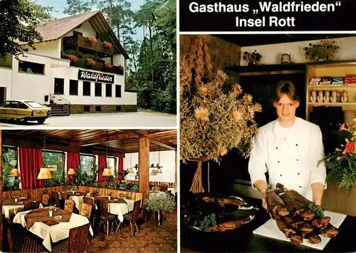 AK / Ansichtskarte  Hochstetten_Linkenheim-Hochstetten Fischerei Roth Gasthaus Waldfrieden Insel Rott Gastraeume Fischgericht