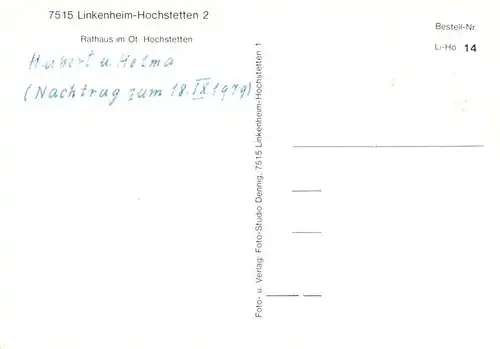 AK / Ansichtskarte 73938310 Hochstetten_Linkenheim-Hochstetten Rathaus