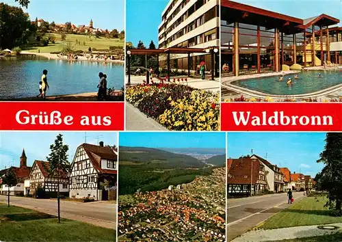 AK / Ansichtskarte  Waldbronn_Albtal Kurpark See Hallenbad Ortspartie Fliegeraufnahme Strassenpartie