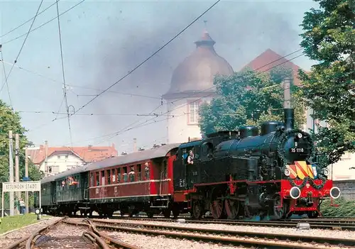 AK / Ansichtskarte 73938334 Ettlingen Personenzug Tenderlokomotive 75 118