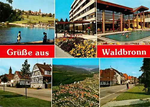 AK / Ansichtskarte  Waldbronn_Albtal Kurpark See Hallenbad Ortspartie Fliegeraufnahme Strassenpartie