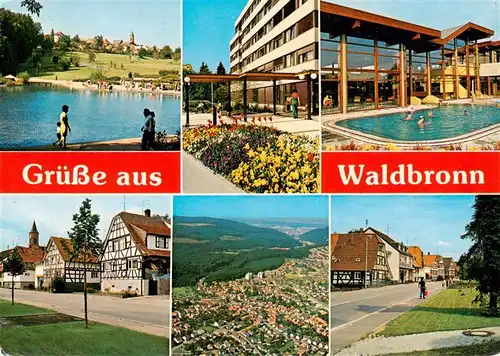 AK / Ansichtskarte 73938515 Waldbronn_Albtal Kurpark See Hallenbad Ortspartie Fliegeraufnahme Strassenpartie