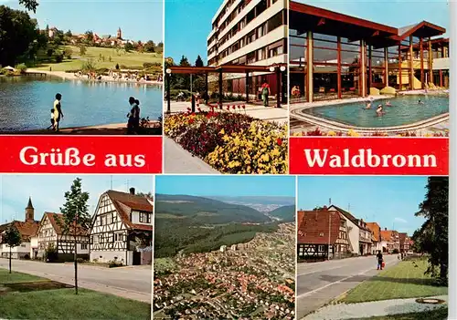 AK / Ansichtskarte  Waldbronn_Albtal Kurpark See Hallenbad Ortspartie Fliegeraufnahme Strassenpartie