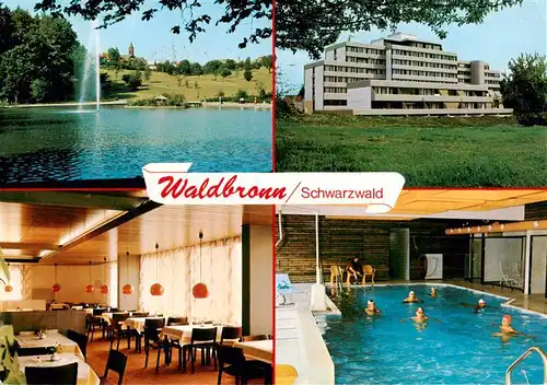 AK / Ansichtskarte 73938522 Waldbronn_Albtal Kurpark Fontaene Kurklinik Restaurant Hallenbad