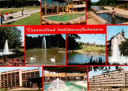 AK / Ansichtskarte 73938524 Waldbronn_Albtal Minigolf Thermal Hallenbad Wassertreten Park Fontaene Kurhotels Sprudel