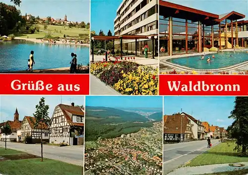 AK / Ansichtskarte  Waldbronn_Albtal Kurpark See Hallenbad Ortspartie Fliegeraufnahme Strassenpartie