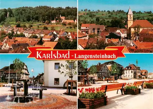 AK / Ansichtskarte 73938546 Langensteinbach_Karlsbad_Karlsruhe_BW Ortspartien Kirche Brunnen Stadtplatz