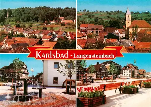 AK / Ansichtskarte 73938561 Langensteinbach_Karlsbad_Karlsruhe_BW Ortspartie Brunnen Kirche Rathaus Park