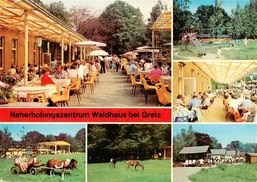 AK / Ansichtskarte 73938583 Waldhaus_Greiz Naherholungszentrum Freiterrasse Spielplatz Ponykutsche Wildpark Bungalows