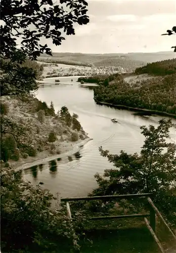 AK / Ansichtskarte  Saalburg_Saale_Thueringen Saaletalsperre Blick vom Heinrichstein auf Saaldorf