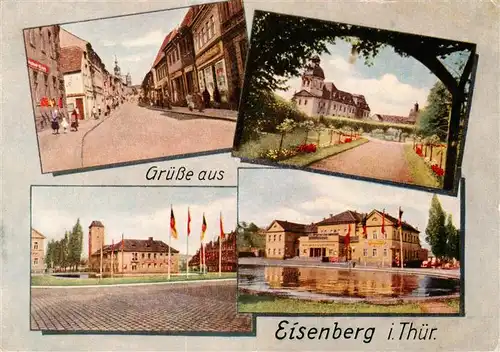 AK / Ansichtskarte  Eisenberg__Thueringen Strassenpartie Rathaus Schloss Teilansichten