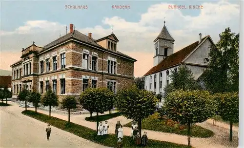 AK / Ansichtskarte  Kandern Schulhaus Kandern Ev Kirche