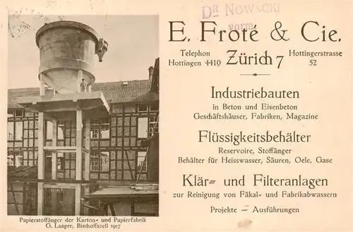 AK / Ansichtskarte  Bischofszell_TG Papierstoffaenger der Karton und Papierfabrik G Laager