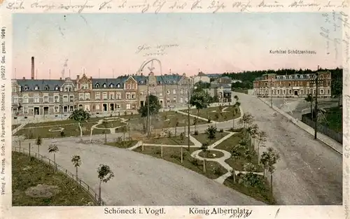 AK / Ansichtskarte  Schoeneck_Vogtland Koenig Albertplatz Kurhotel Schuetzenhaus