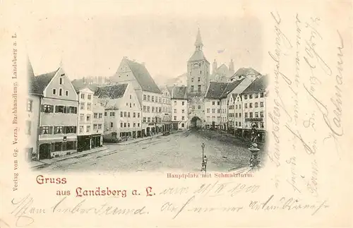 AK / Ansichtskarte 73939042 Landsberg_Lech_Bayern Hauptplatz mit Schmalzturm