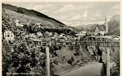 AK / Ansichtskarte  Bad_Schuls_Scuol_GR Panorama mit Bruecke und Kirche