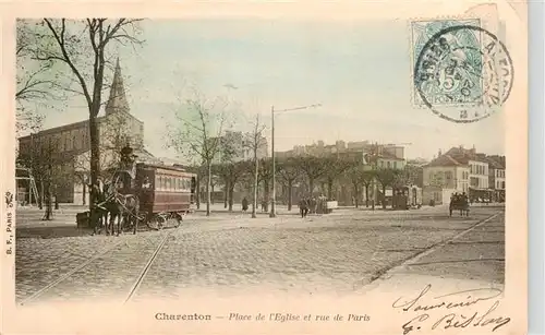 AK / Ansichtskarte  Charenton_94-le-Pont Place de lEglise et rue de Paris