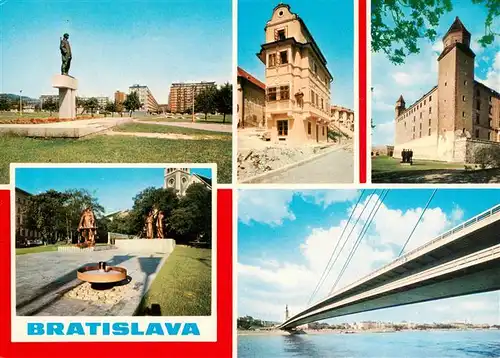 AK / Ansichtskarte 73939181 Bratislava_Pressburg_Pozsony_SK Radianske myto Dom U dobreho pastiera Bratislavsky hrad Pamatnik SNP Most SNP