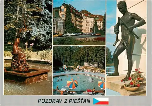 AK / Ansichtskarte  Piestany_Pistian_Poestyen_SK Fontana v kupelnom parku Thermia Palace Kupalisko LD Thermia Palace Barlolamat