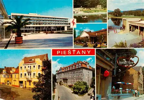 AK / Ansichtskarte  Piestany_Pistian_Poestyen_SK Balnea Splendid Park Napoleonske kupele Kolonada Hotel Victoria Regia Hotel Slovan Kaviaren Srdiecko a Orient bar