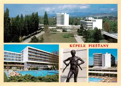 AK / Ansichtskarte  Piestany_Pistian_Poestyen_SK Liecebne domy Balnea Grand a Balnea Splendid pri LD Balnea Splendid Socha barlolamaca LD Balnea Grand