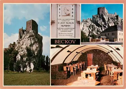 AK / Ansichtskarte 73939277 Beckov_Slovakia Hrad Beckov Restauracia Pamatna tabula JM Hurbana