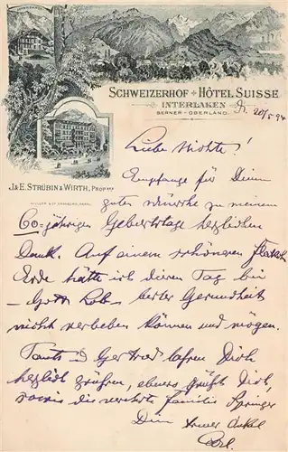 AK / Ansichtskarte  Interlaken_BE Schweizerhof Hotel Suisse