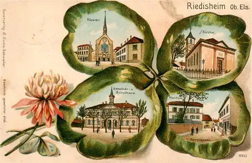 AK / Ansichtskarte  Riedisheim_68_Alsace Kloster Kirche Gemeinde und Schulhaus Pfarrhaus