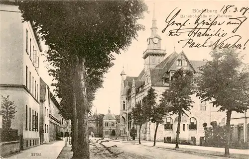 AK / Ansichtskarte  Bueckeburg Bahnhofstrasse mit Rathaus