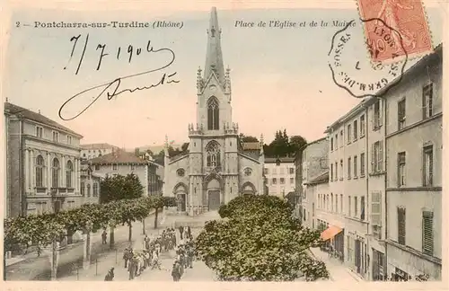AK / Ansichtskarte  Pontcharra-sur-Turdine_69_Rhone Place de lEglise et de la Mairie
