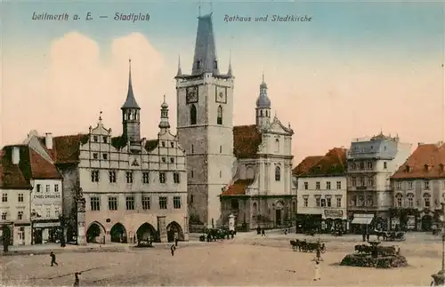 AK / Ansichtskarte  Leitmeritz_Litomerice_CZ Stadtplatz Rathaus und Stadtkirche