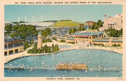 AK / Ansichtskarte  Hershey_Pennsylvania_USA Hershey Park Pools Museum Sports Arena Illustration