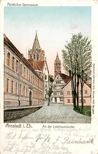 AK / Ansichtskarte  Arnstadt_Ilm Fuerstliches Gymnasium Partie an der Liebfrauenkirche Litho