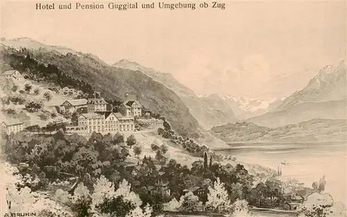 AK / Ansichtskarte  Zug__ZG Hotel Pension Guggital und Umgebung