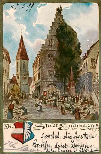 AK / Ansichtskarte  Endingen_Kaiserstuhl Am Kaiserplatz Kuenstlerkarte