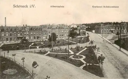 AK / Ansichtskarte  Schoeneck_Vogtland Albertsplatz Kurhotel Schuetzenhaus