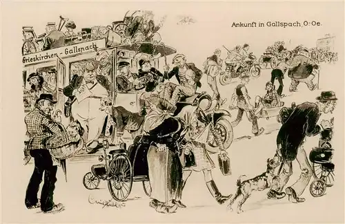 AK / Ansichtskarte  Gallspach_Oberoesterreich_AT Ankunft in Gallspach Kuenstlerkarte