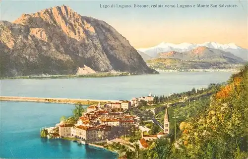 AK / Ansichtskarte  Bissone_Lago_di_Lugano_TI e Monte San Salvatore
