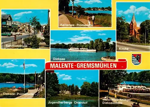 AK / Ansichtskarte 73940343 Malente-Gremsmuehlen Bahnhofstrase Kellersee Kirche Dieksee Promenade Jugendherberge Ohlenhof Anleger Diekseebucht