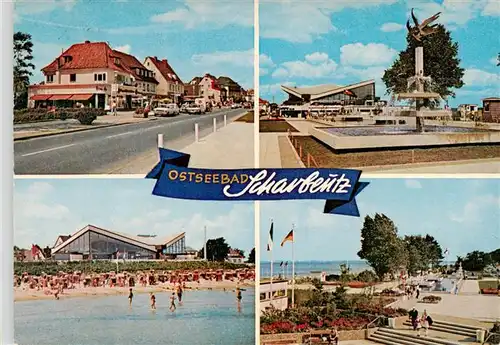 AK / Ansichtskarte  Scharbeutz_Ostseebad Dorfstrasse Brunnen Strandpartie Promenade