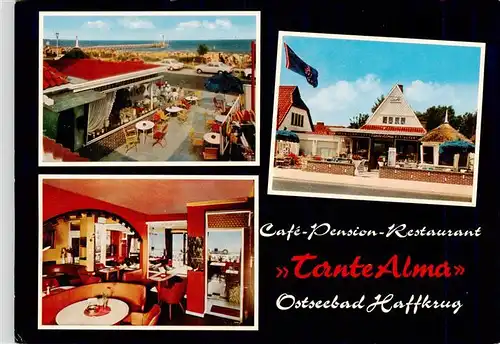 AK / Ansichtskarte 73940427 Haffkrug_Scharbeutz_Ostseebad Cafe Pension Restaurant Tante Alma Gastraum Terrasse