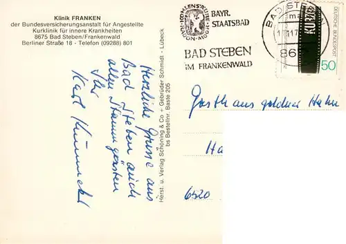 AK / Ansichtskarte 73940542 Bad_Steben Klinik Franken Kurklinik